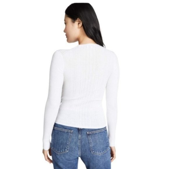 VINCE Variegated Rib Mock Neck White NWT - Size Large - Picture 8 of 13